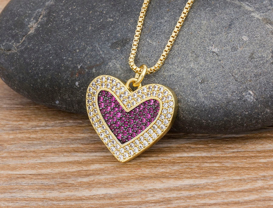 Heart Pendent Charm Chain Necklaces