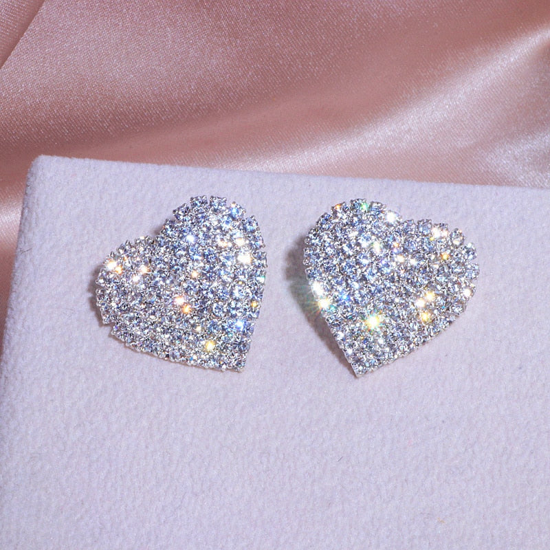 Crystal Heart Stud Earrings