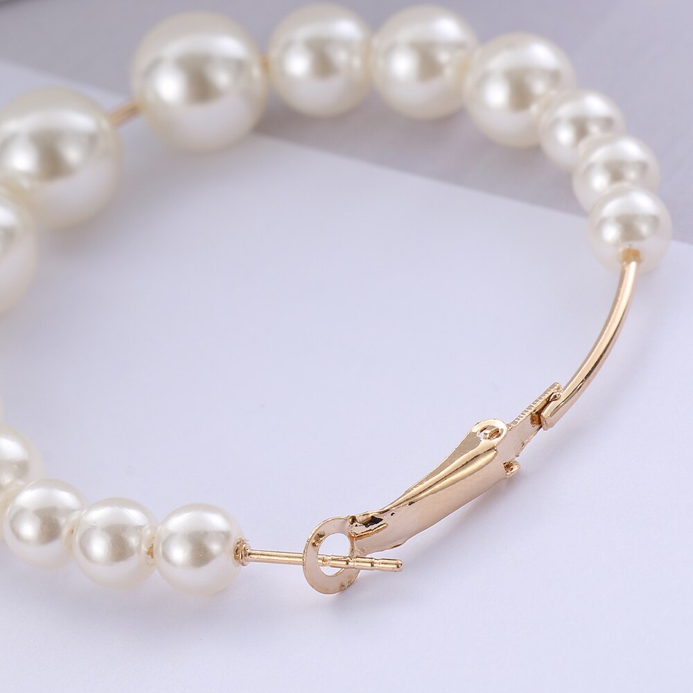 White Pearls Party Hoop Earrings