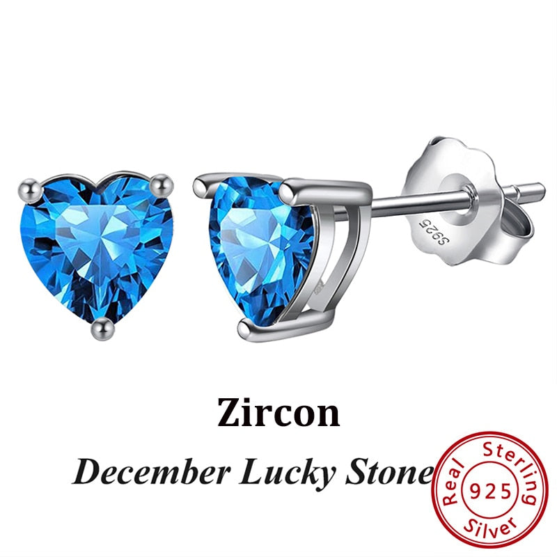 Birthstone Earrings Cubic Zirconia 12 Colors Stud Earrings