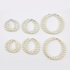 Elegant White Pearl Round Hoop Earring