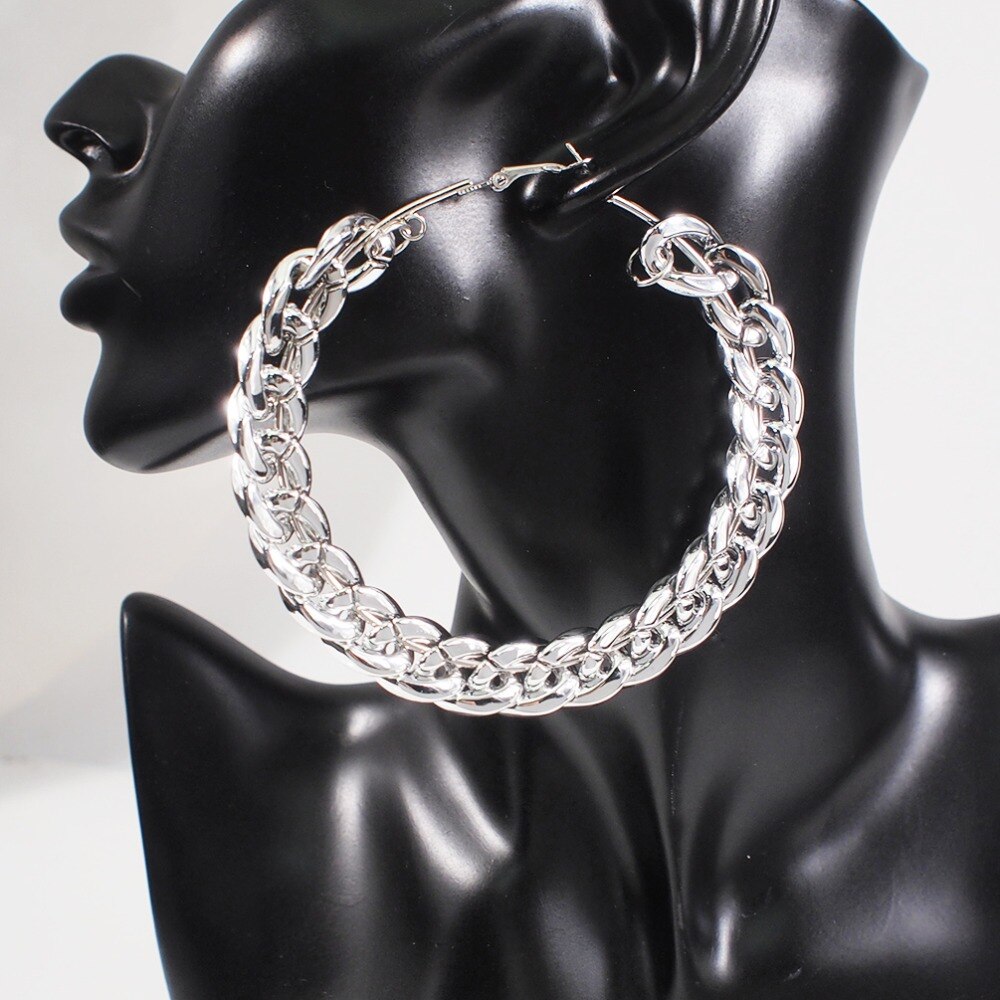 Big Statement Chain Hoop Earrings