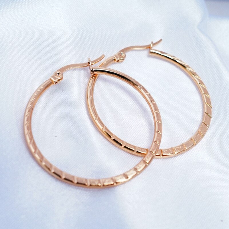 Big Gold Hoops shapes Stainless Steel Earrings 30mm/40mm/50mm