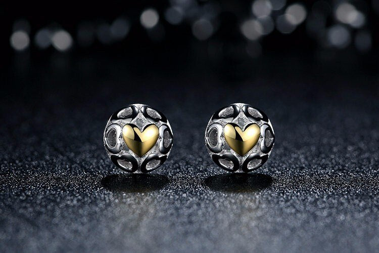 My One True Love Heart Stud Earrings, 925 Sterling Silver