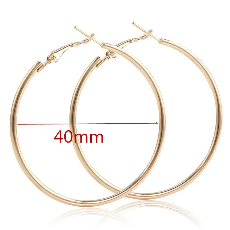 Exaggerate Big Smooth Circle Hoop Earrings - 40mm 60mm 70mm 80mm