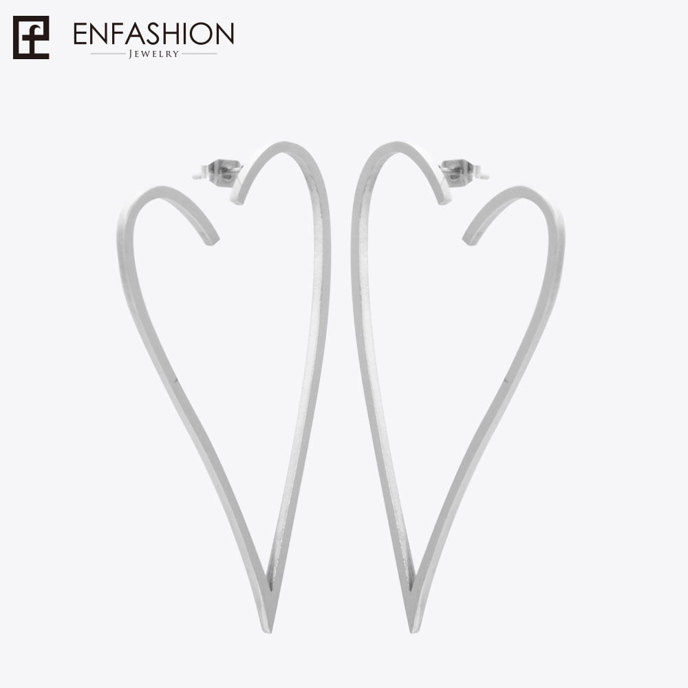 Big Heart Long Drop Earrings