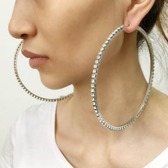 Luxury Big Crystal Hoop Statement Earrings with Rhinestones