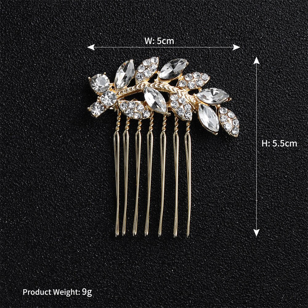 Handmade Crystal Barrette Pearl Hair Combs Ornament Bridal Hairpins