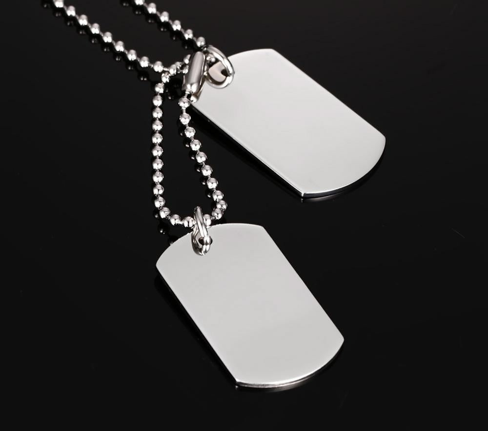 Stainless Steel Double Tag Necklace Pendant Chain