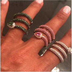 Stunning multi wrap sparkling ring - white, pink, silver & rose gold rings