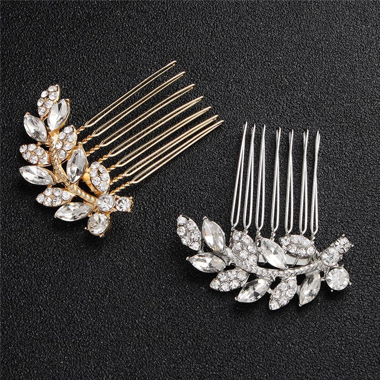 Handmade Crystal Barrette Pearl Hair Combs Ornament Bridal Hairpins