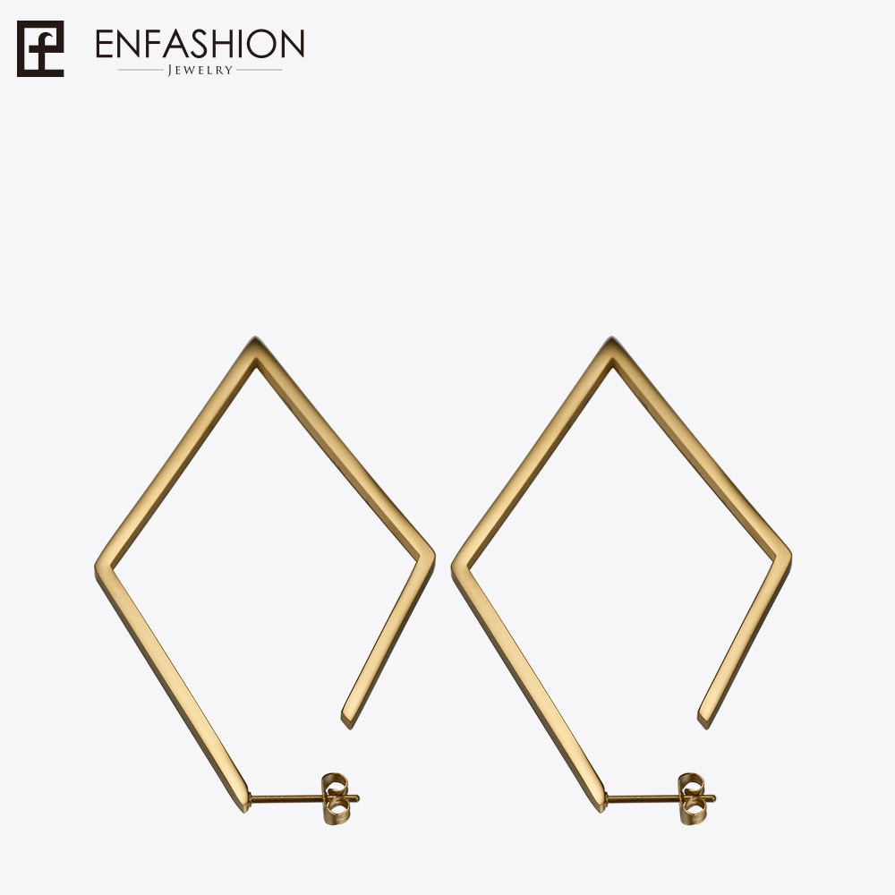 Big rhombus Long Drop Earrings