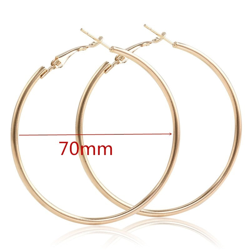 Exaggerate Big Smooth Circle Hoop Earrings - 40mm 60mm 70mm 80mm