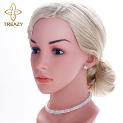 Rhinestone Crystal Choker Necklace Earrings and Bracelet Sets