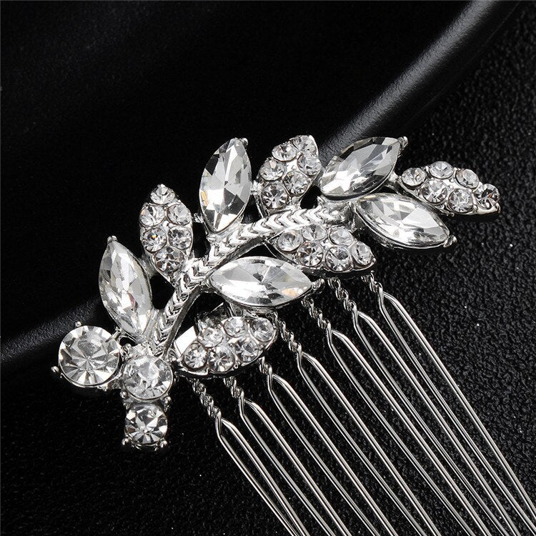 Handmade Crystal Barrette Pearl Hair Combs Ornament Bridal Hairpins