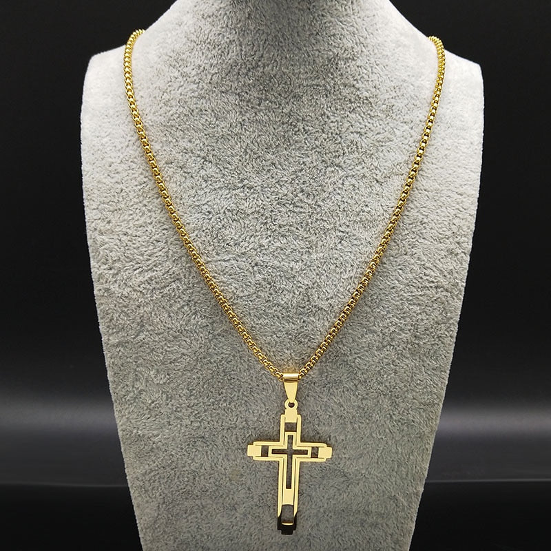 Cross Stainless Steel Necklace, Ring Various Colours