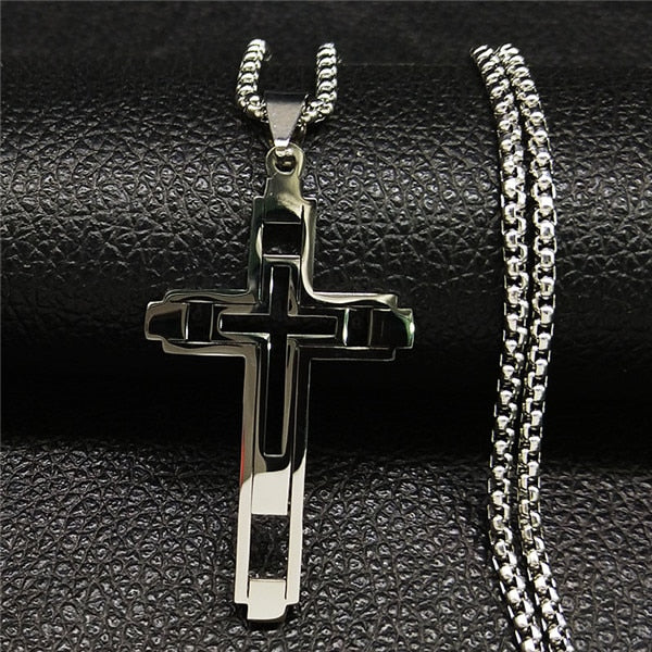 Cross Stainless Steel Necklace, Ring Various Colours