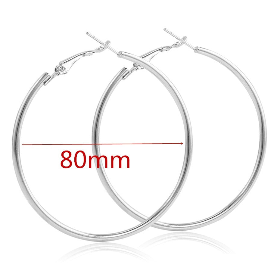 Exaggerate Big Smooth Circle Hoop Earrings - 40mm 60mm 70mm 80mm