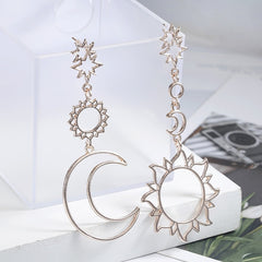 Sun and Moon Asymmetric Exaggeration Earrings