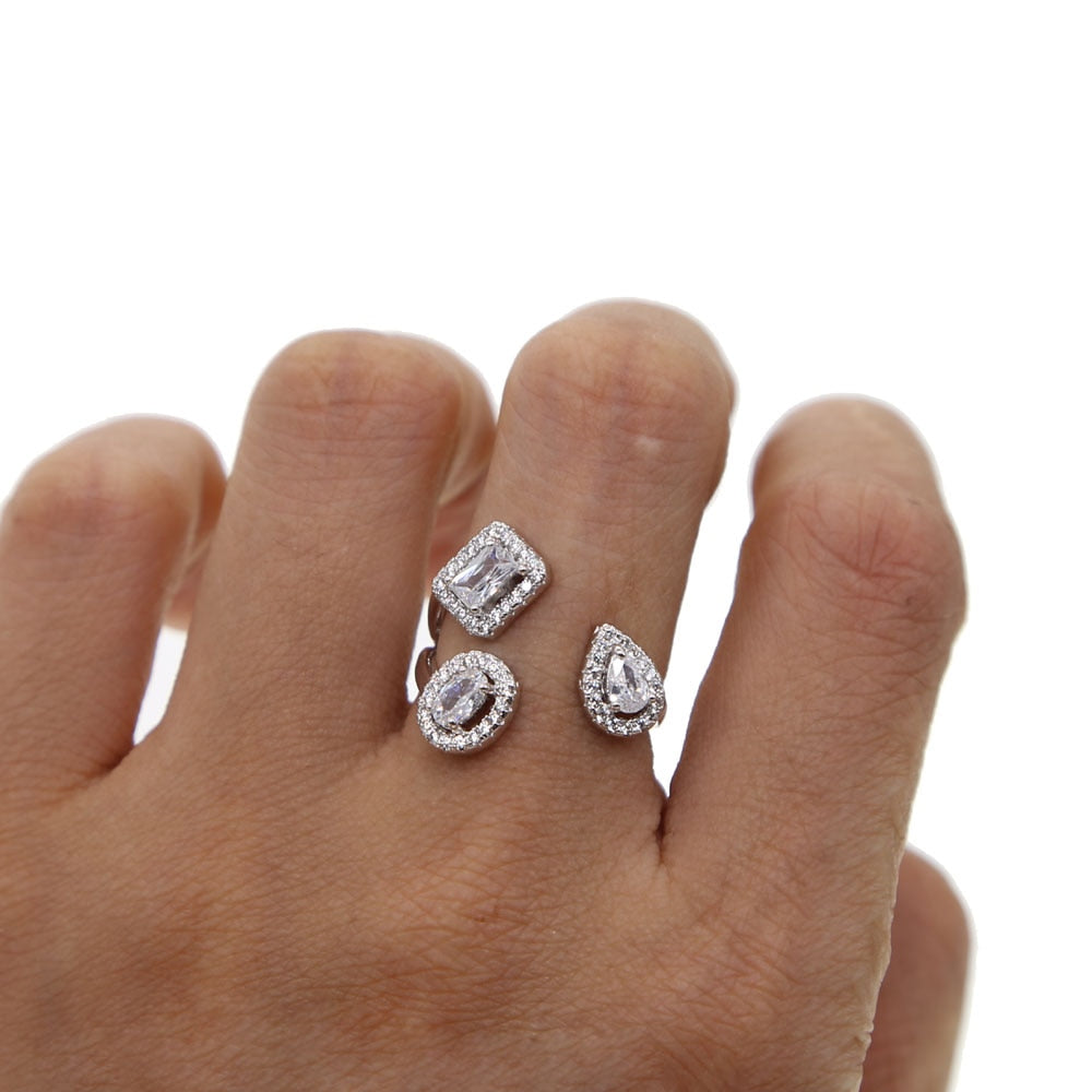 Elegant Cubic Zirconia Open Finger Ring