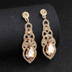 Bridal Dangle Water Drop Crystal Clear Earrings