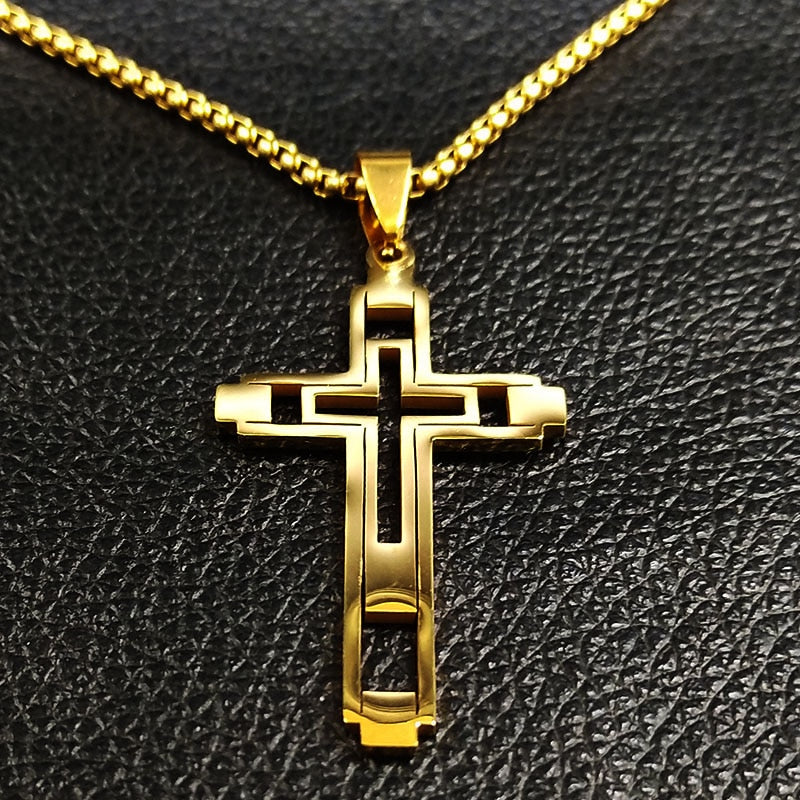 Cross Stainless Steel Necklace, Ring Various Colours