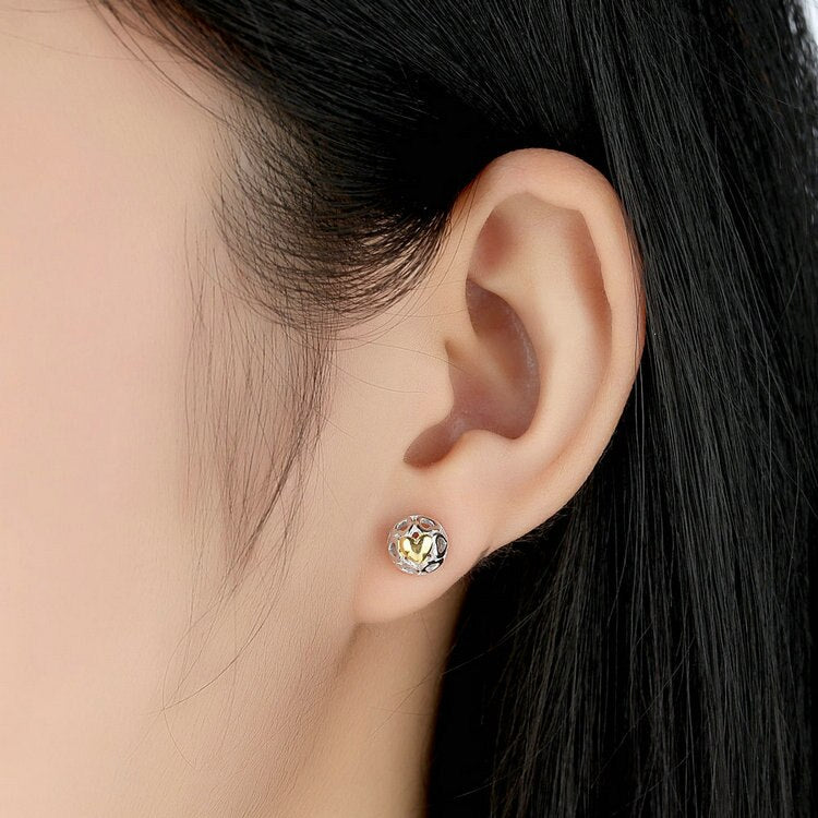 My One True Love Heart Stud Earrings, 925 Sterling Silver