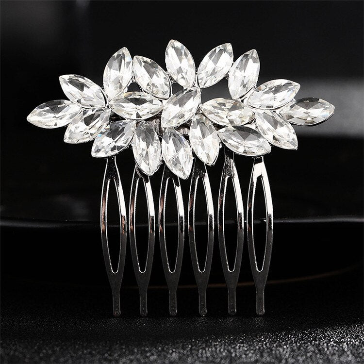 Handmade Crystal Barrette Pearl Hair Combs Ornament Bridal Hairpins