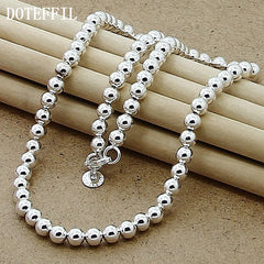 6mm Smooth Beads Ball Chain Necklace 925 Sterling Silver