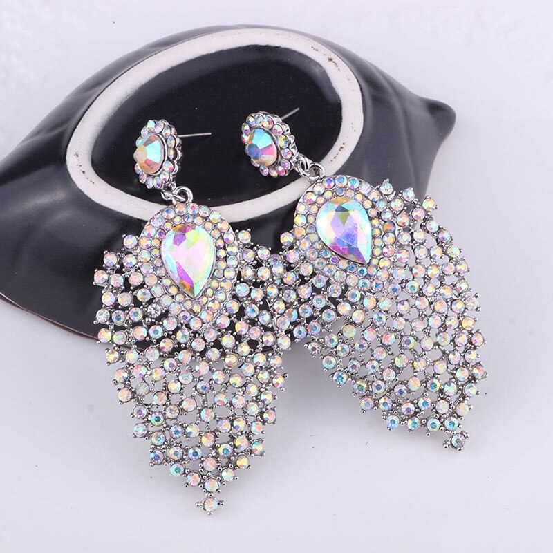 Silver plated Clear Crystal Drop Earrings