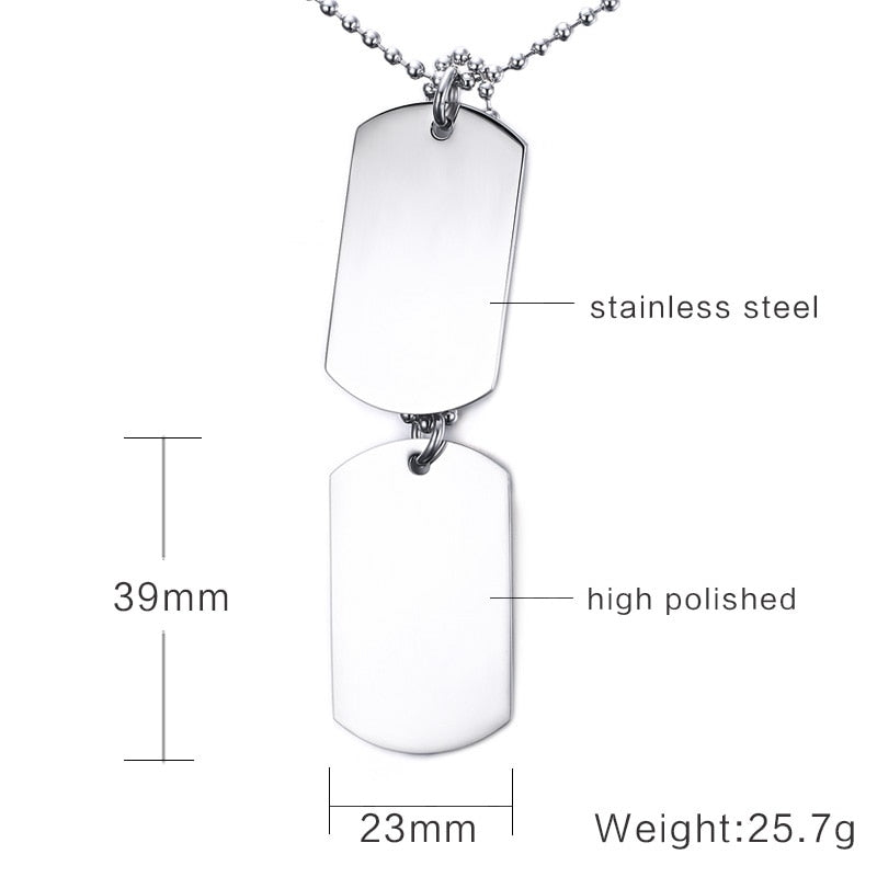 Stainless Steel Double Tag Necklace Pendant Chain