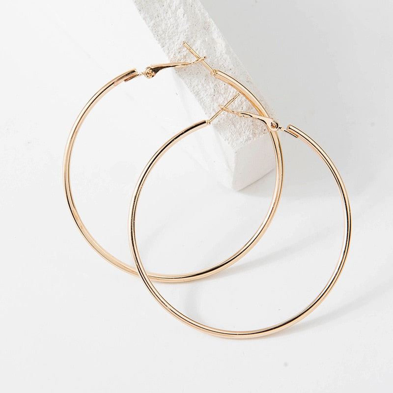 Exaggerate Big Smooth Circle Hoop Earrings - 40mm 60mm 70mm 80mm