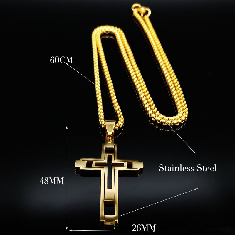 Cross Stainless Steel Necklace, Ring Various Colours