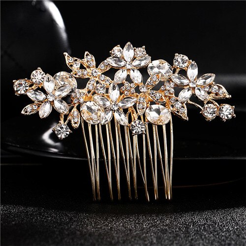 Handmade Crystal Barrette Pearl Hair Combs Ornament Bridal Hairpins