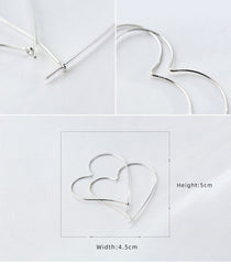 Charm Hearts Shape Sterling Silver Classic Big Hoop Earrings