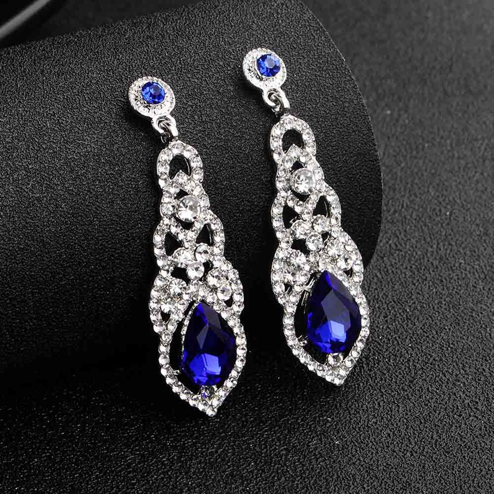 Bridal Dangle Water Drop Crystal Clear Earrings