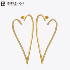 Big Heart Long Drop Earrings