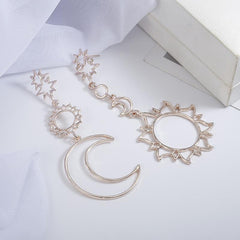 Sun and Moon Asymmetric Exaggeration Earrings