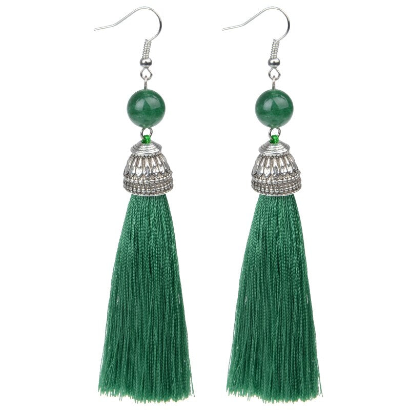 Vintage Fringe Tassel Natural Stone Luxury Earrings