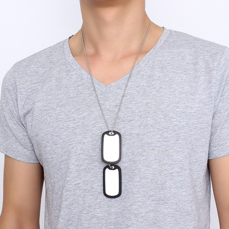 Stainless Steel Double Tag Necklace Pendant Chain