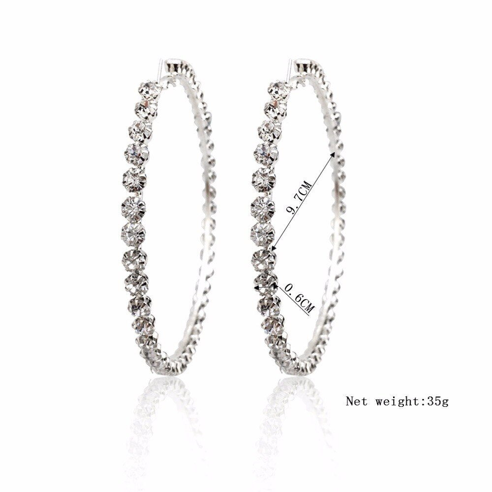 Luxury Big Crystal Hoop Statement Earrings with Rhinestones