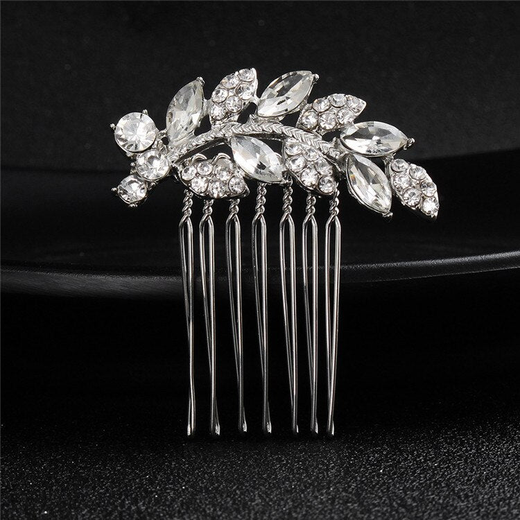 Handmade Crystal Barrette Pearl Hair Combs Ornament Bridal Hairpins