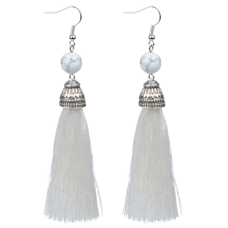 Vintage Fringe Tassel Natural Stone Luxury Earrings