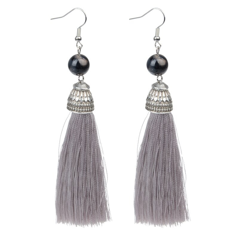 Vintage Fringe Tassel Natural Stone Luxury Earrings