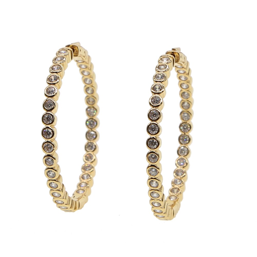 Hoop Earrings Paved with AAA Austrian Cubic Zirconia 50MM 2"