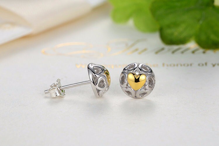 My One True Love Heart Stud Earrings, 925 Sterling Silver