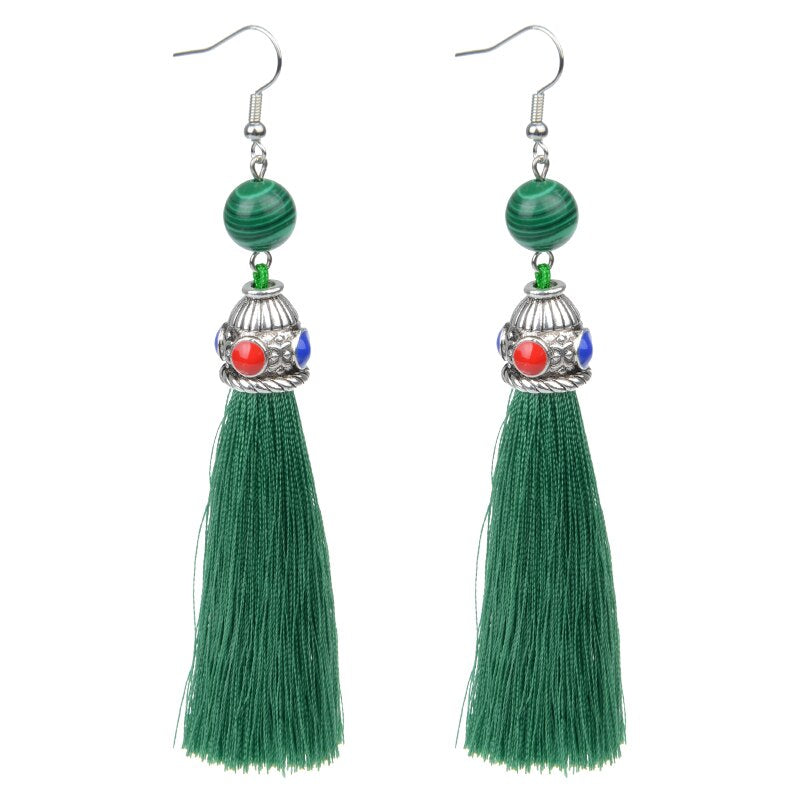 Vintage Fringe Tassel Natural Stone Luxury Earrings