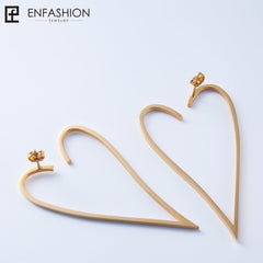 Big Heart Long Drop Earrings