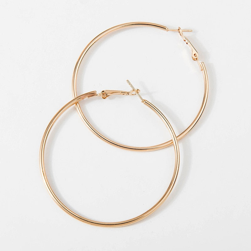 Exaggerate Big Smooth Circle Hoop Earrings - 40mm 60mm 70mm 80mm