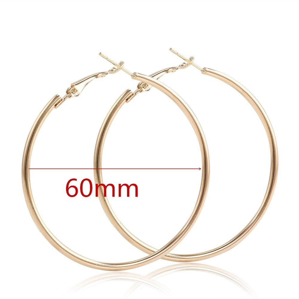 Exaggerate Big Smooth Circle Hoop Earrings - 40mm 60mm 70mm 80mm